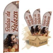 Wind Banner Dupla Face 3mt Salão de Beleza Kit C/ 3unds
