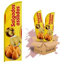 Wind Banner Dupla Face 3mt Salgados Assados Kit C/ 2unds
