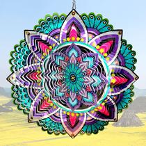 Wind Spinner Aoedelyart Mandala Purple Star 30cm em aço inoxidável Wind Spinner Aoedelyart Mandala Purple Star 30cm em aço inoxidável
