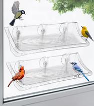 Window Bird Feeder Bath Anbaimei Clear com ventosas, pacote com 2 unidades