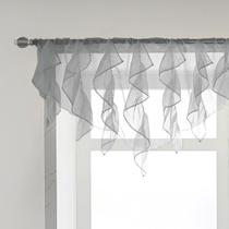 Window Valance PearAge Ruffled Voile 132x66cm, triângulo cinza
