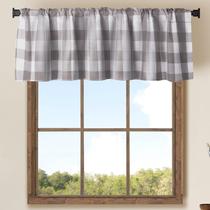 Window Valances WOSIBO Buffalo Check Plaid branca/cinza, pacote com 2 unidades Window Valances WOSIBO Buffalo Check Plaid branca/cinza, pacote com 2 unidades