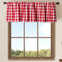 Window Valances WOSIBO Buffalo Check, xadrez, algodão vermelho, pacote com 2 unidades
