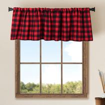 Window Valances WOSIBO Buffalo Check xadrez vermelho/preto, pacote com 2 Window Valances WOSIBO Buffalo Check xadrez vermelho/preto, pacote com 2