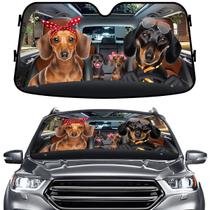 Windshield Sun Shade GENANY Cute Dachshund Dog Family