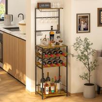 Wine Rack Freestanding Floor 8 garrafas com suporte de vidro marrom