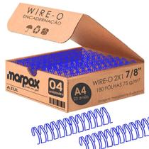 Wire-o para Encadernação 2x1 A4 Azul 7/8 para 180 fls 04un - Marpax