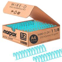 Wire-o para Encadernação 2x1 A4 Azul Bebê 1 1/8 para 250 fls 12un - Marpax