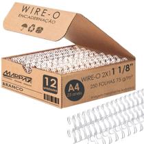 Wire-o para Encadernação 2x1 A4 Branco 1 1/8 250fls 12un - Marpax