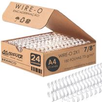Wire-o para Encadernação 2x1 A4 Branco 7/8 para 180fls 24un - Marpax