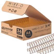 Wire-o para Encadernação 2x1 A4 Bronze 3/4 para 140fls 36un - Marpax