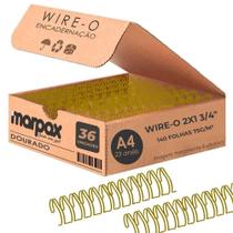 Wire-o para Encadernação 2x1 A4 Dourado 3/4 para 140 fls 36un