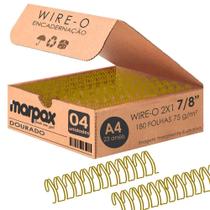 Wire-o para Encadernação 2x1 A4 Dourado 7/8 para 180 fls 04un - Marpax