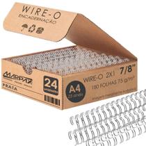 Wire-o para Encadernação 2x1 A4 Prata 7/8 para 180 fls 24un - Marpax