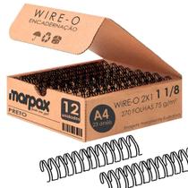 Wire-o para Encadernação 2X1 A4 Preto 1 1/8 Até 250fls 12un Wire-o para Encadernação 2X1 A4 Preto 1 1/8 Até 250fls 12un
