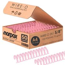 Wire-o para Encadernação 2x1 A4 Rosa Bebê 5/8 para 120 fls 50un - Marpax