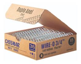 Wire-o para Encadernação 2x1 A5 Branco 3/4 para 140fls 36un - Cassmar