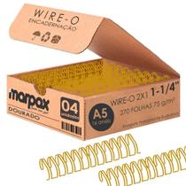 Wire-o para Encadernação 2X1 A5 Dourado 1 1/4 270fls 04un Wire-o para Encadernação 2X1 A5 Dourado 1 1/4 270fls 04un