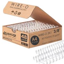 Wire-o para Encadernação 3x1 A4 Branco 3/8 para 60fls 48un - Marpax