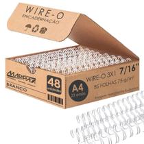 Wire-o para Encadernação 3x1 A4 Branco 7/16 até 85fls 48un - Marpax