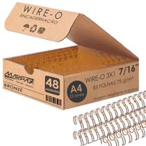 Wire-o para Encadernação 3x1 A4 Bronze 7/16 para 85fls 48un - Marpax