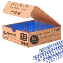 Wire-o para Encadernação A5 1 1/8 2x1 para 250fls Azul 12un - Marpax