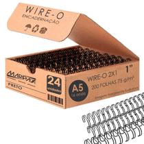 Wire-o para Encadernação A5 1 2x1 para 200fls Preto 24un - Marpax