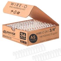 Wire-o para Encadernação A5 3/4 2x1 para 140fls Branco 36un - Marpax