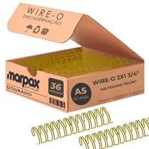WireO para Encadernação A5 Dourado 3 por 4 2x1 Suporta até 140 Folhas 36 un