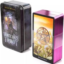 Witches Tarot Deck Em Lata Com Bordas Rosas Tarô Das Bruxas Baralho de Cartas de Oráculo Witches Tarot Deck Em Lata Com Bordas Rosas Tarô Das Bruxas Baralho de Cartas de Oráculo