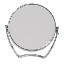 WMugthome Two-Sided portátil transparente e redondo maquiagem / espelho de viagem com ampliação 1X e 3X 4-In/6-in com alça (prata, 6in)
