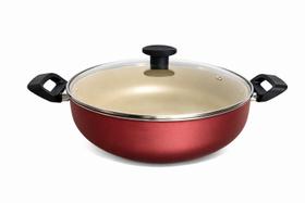 Wok 28 Frigideira Grande Paella Caçarola Teflon Antiaderente Cor Preto Wok 28 Frigideira Grande Paella Caçarola Teflon Antiaderente Cor Preto