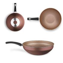 Wok Antiaderente 28 Cm Chocolate Flora Mta 9183