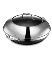 Wok Antiaderente HexClad 36cm com Tampa de Aço Inox