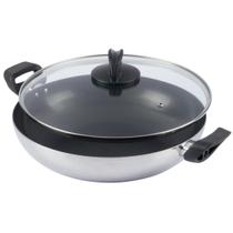 Wok Antiaderente Tampa De Vidro 28cm 3L Polido Nacional