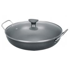 Wok com alças e tampa de vidro top quality 30 antiaderente cinza Alegrete