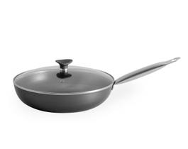 Wok com cabo e tampa de vidro top quality 30 antiaderente cinza Alegrete