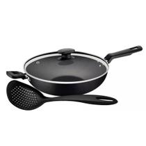 Wok Com Cabo Loreto Alumínio Antiaderente 3,3l Grafite Com Espumadeira Tramontina