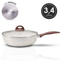 Wok com Tampa Indução Vanilla Antiaderente 3,4L 28cm Brinox