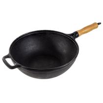 Wok De Ferro Sem Tampa Com Cabo Em Madeira 28Cm - Libaneza