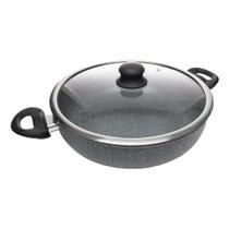 Wok de Indução com Tampa de Vidro 28cm Granilite Cinza Wolff