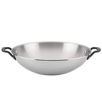 Wok KitchenAid revestido de 5 camadas em aço inoxidável polido 38cm
