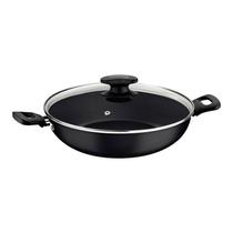 Wok tramontina loreto em alumínio com revestimento interno e externo em antiaderente starflon max grafite 28 cm 3,3 l