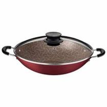 Wok Tramontina Paris Antiaderente Starflon Max Vermelho com Tampa de Vidro 36 cm 6,0 L