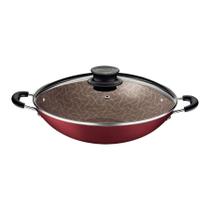 Wok Tramontina Paris com Revestimento em Antiaderente Starflon Max Vermelho Tampa Vidro 32 cm 4,4L Wok Tramontina Paris com Revestimento em Antiaderente Starflon Max Vermelho Tampa Vidro 32 cm 4,4L
