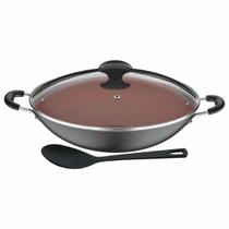 Wok Tramontina Vermont em Alumínio Antiaderente Starflon Max com Tampa Grafite 32 cm 4,5 L