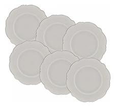 WOLFF - Conjunto 6 Pratos Rasos de Porcelana Maldivas Branco 28cm x 2cm- Wolff