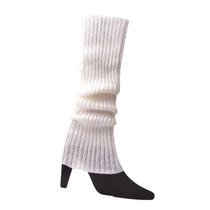 Womens Fashion Leg Warmers Adult Junior 80s Ribbed Knitted Knee High Long Socks - White
