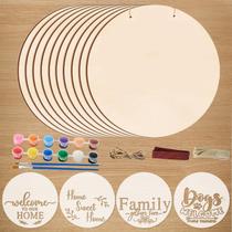 Wood Circles Bremeday 30 cm para artesanato com estênceis e tinta, 10 unidades