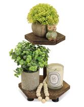 Wood Riser Tikea hexagonal de 2 camadas para cozinha e banheiro marrom